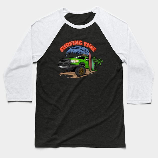 4Runner Toyota Surfing Time Holiday - Green Baseball T-Shirt by 4x4 Sketch